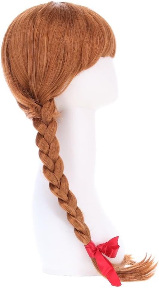 Smiffys Annabelle Long Plaited Wig with Ribbons, Auburn, One Size