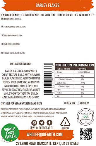Wholefood Earth Gerstenflocken 1 kg | Gentechnikfrei | Ballaststoffreich | Vegan 5