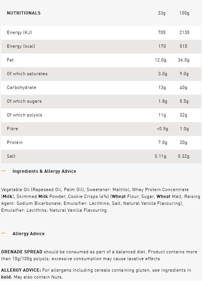Grenade Proteinaufstrich mit weißer Schokolade, 360 g – proteinreich, zuckerarm, vegetarisch 7