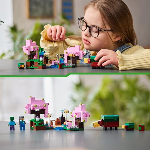 LEGO Minecraft The Cherry Blossom Garden Playset - Building Toy with Sunny, Sniffer & Zombie Figures for Kids 8+ 10