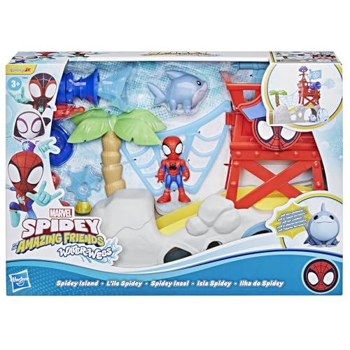 Spidey and His Amazing Friends Water-Webs Spidey Island Playset - Trapdoor Slide & Web Features for Ages 3+ 10