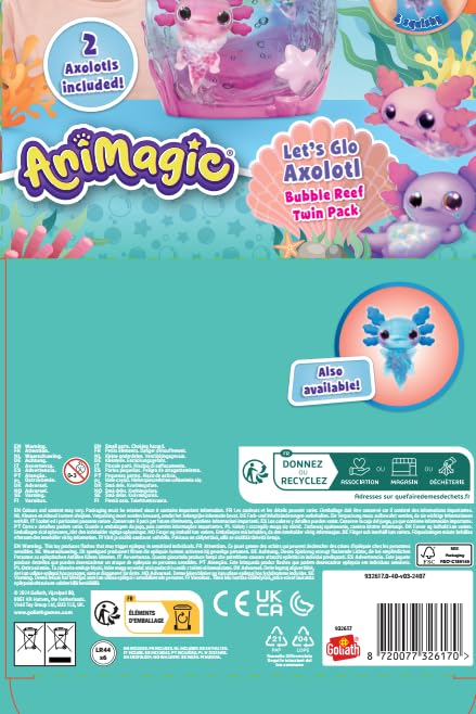 Animagic Let's Glo Axolotl Bubble Reef Twin Pack - Interactive Light-Up Electronic Pet Playset for Kids 11