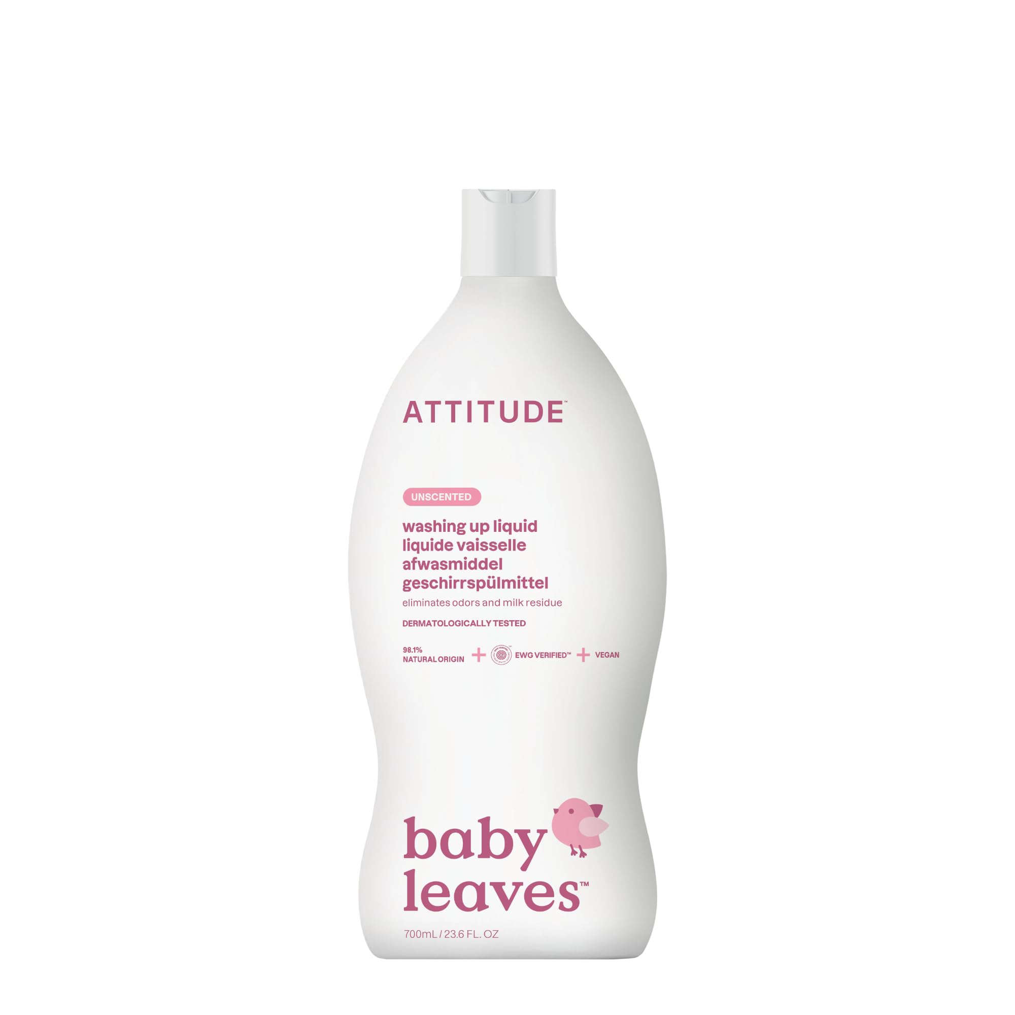 ATTITUDE Baby Washing Up Liquid - EWG Verified, No Added Dyes or Fragrances