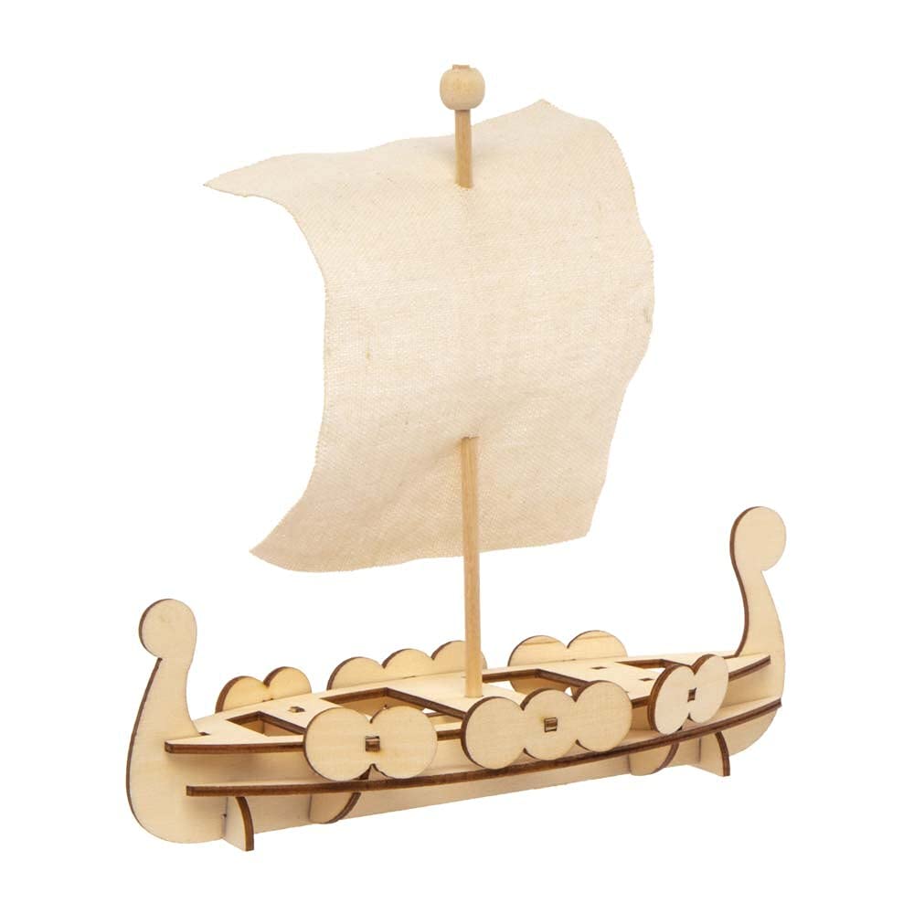 Baker Ross Roman Ship Wooden Craft Kit - Pack of 3, Creative DIY Wood Model Kits for Kids