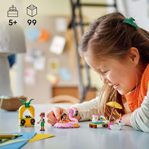 LEGO Friends Unicorn & Flamingo Pool Party Toy - 2 Mini Dolls, Buildable Floaties, 99-Piece Set for Kids 5+ 8