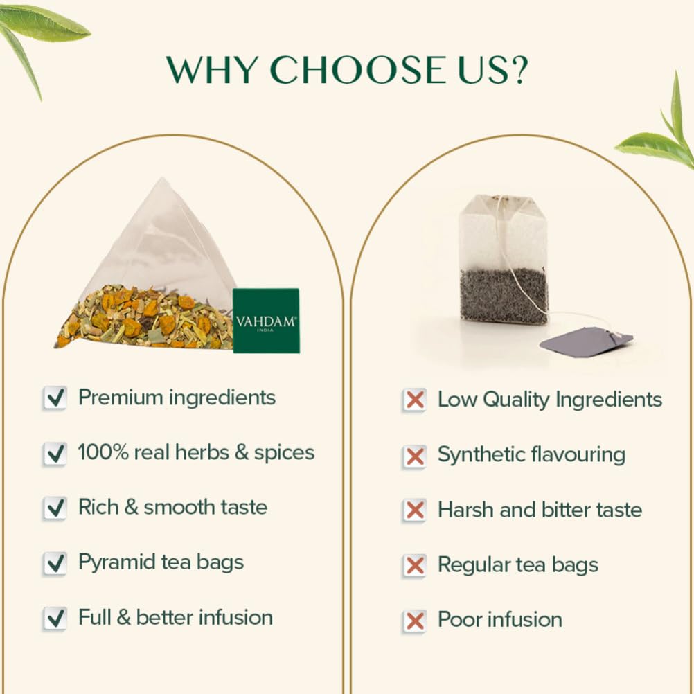 VAHDAM - Turmeric Ashwagandha Herbal Tea Bags (15 Count) 100% Pure Herbal Blend