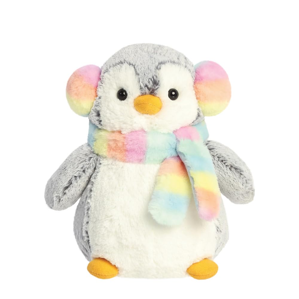 AURORA PomPom Penguin Muffs & Scarf Soft Toy - 9 Inches, Grey & White | Eco-Friendly 1
