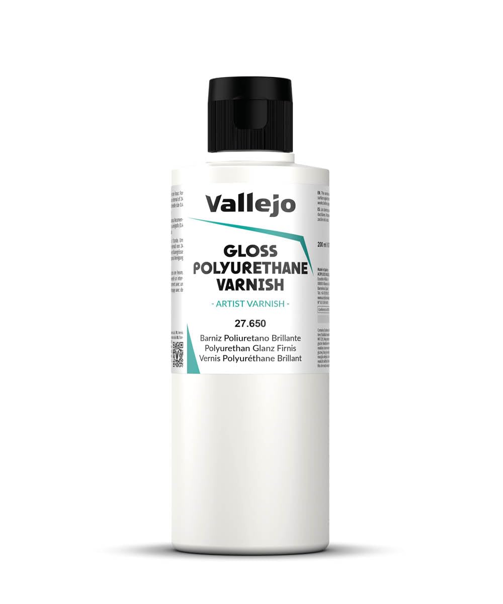 Vallejo Gloss Polyurethane Varnish - Durable Protection, High Resistance Finish | 200 ml