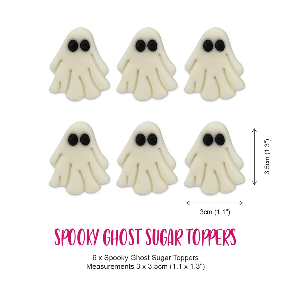 Anniversary House - Halloween Spooky Ghost Edible Sugarcraft Cake Toppers Pack of 6 3