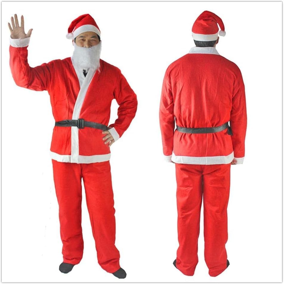 SHATCHI 5-Piece Adult Santa Claus Costume Suit - Felt Christmas Cosplay Outfit 8