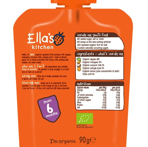 Ella's Kitchen The Orange One Organic Fruit & Juice Blend, 5 x 90g Pouches 3