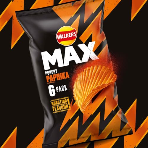 Walkers Max Punchy Paprika Flavour Crisps Multipack 6x27g 6