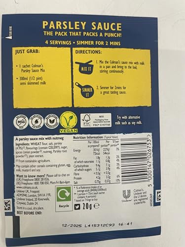 Colman's Petersiliensaucenmischung mit Muskatnuss, 20 g – vegetarisch, ohne Zusatz von MSG 5