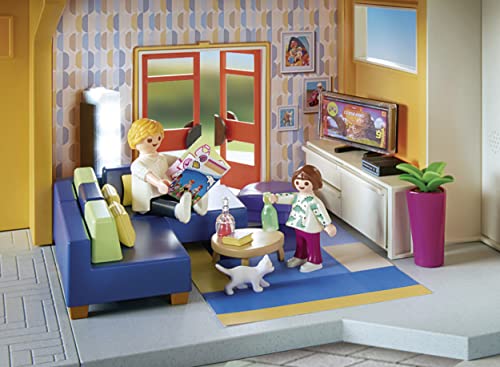 Playmobil 70989 Family Room Playset - Interactive Living Room with Light & TV Features, Ages 4+ 3