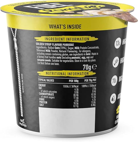 FUEL10K Golden Syrup High Protein Porridge Oat Cereal Pot - 8 x 70g 8