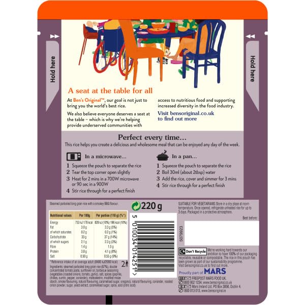 Ben's Original Smokey BBQ Microwave Rice, 6 x 220g Pouches 7