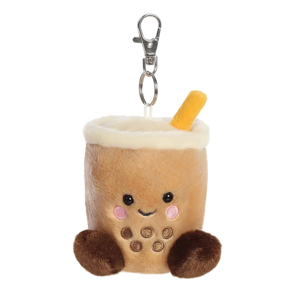AURORA Palm Pals Milky Tea Boba Clip-On Soft Toy - 10cm, Brown, Eco-Friendly Fill 1