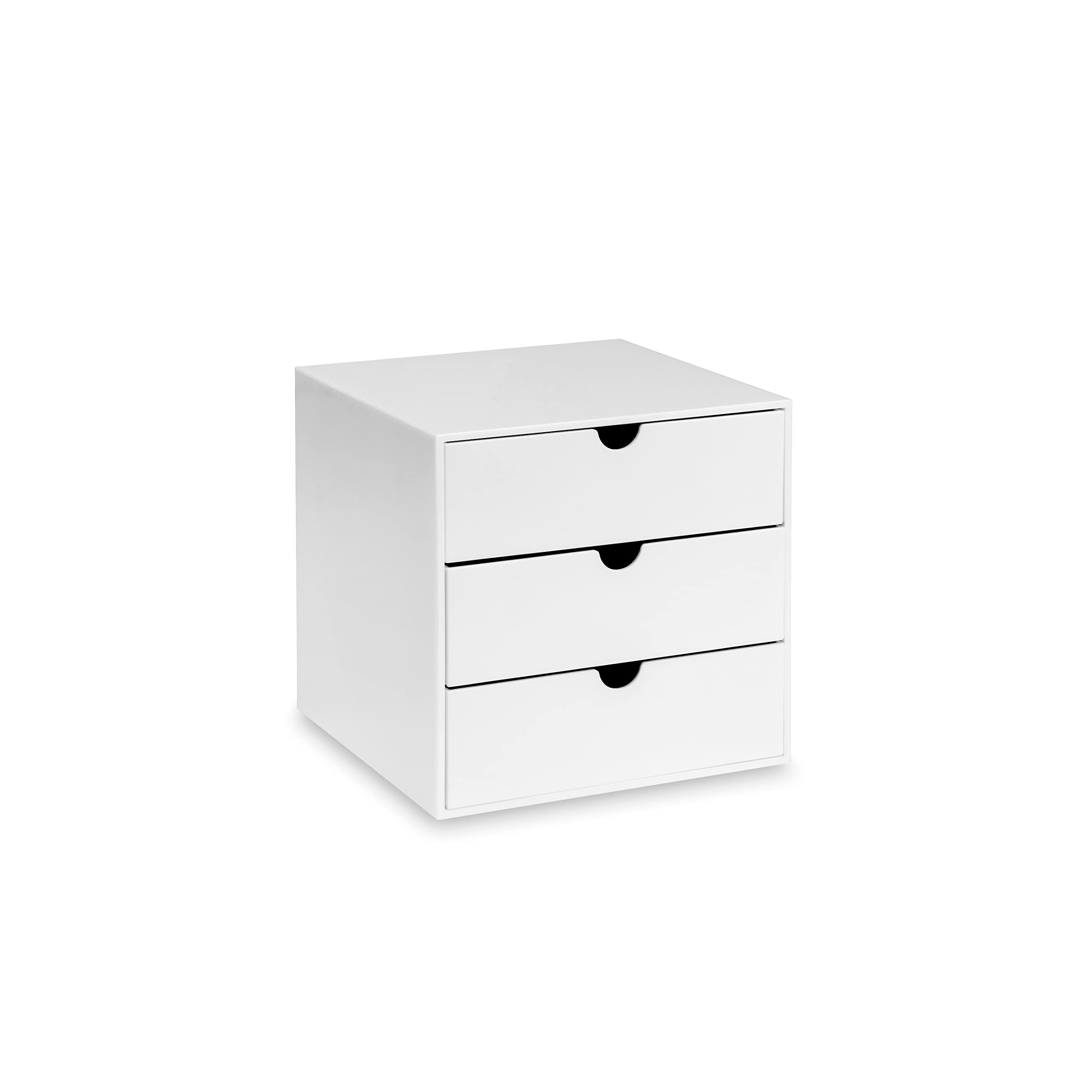 Osco White Hi-Gloss ABS Plastic Cube Desk Organiser - 3 Drawers | Stackable | Fits IKEA KALLAX