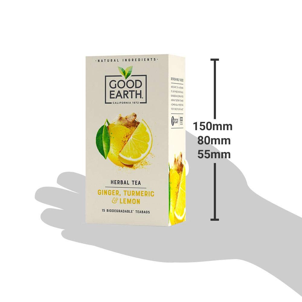 Good Earth Ginger, Turmeric and Lemon Herbal Tea, 15 Biodegradable Tea Bags