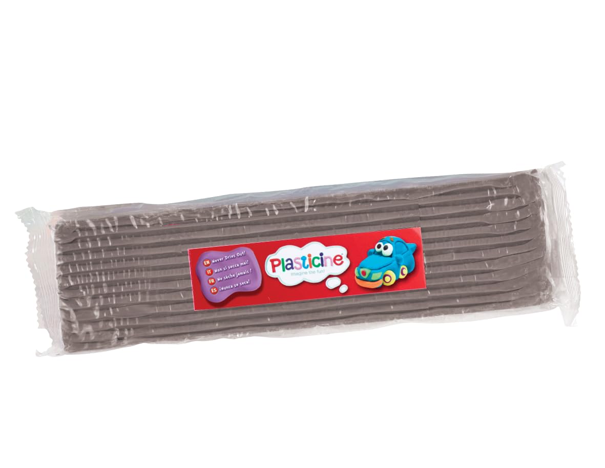 Plasticine Modelling Clay One Colour Slab - Grey, 400g | Non-Hardening Reusable