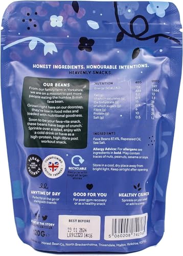 The Honest Bean Co Roasted Fava Beans Lightly Salted High Protein Vegan Snack 120g 9