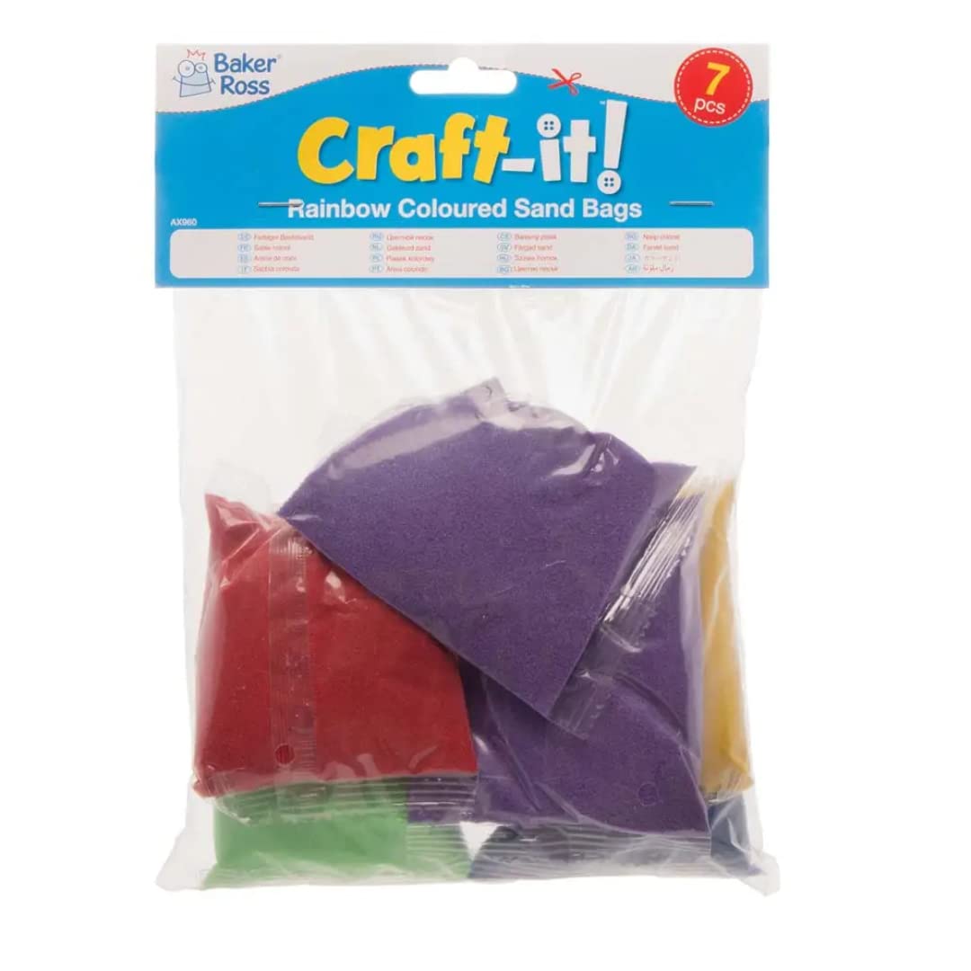 Baker Ross AX960 Rainbow Coloured Craft Sand - 7-Pack for Sand Art & Craft Projects 3