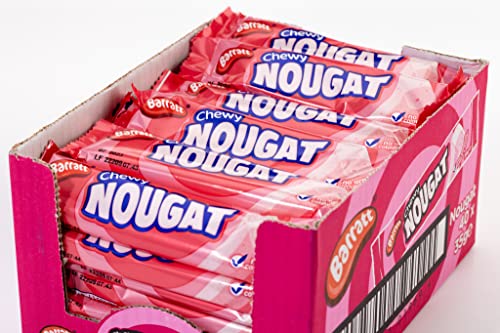 Barratt Chewy Nougat Bars 35g (Pack of 40) - Raspberry & Vanilla Flavour with Peanuts