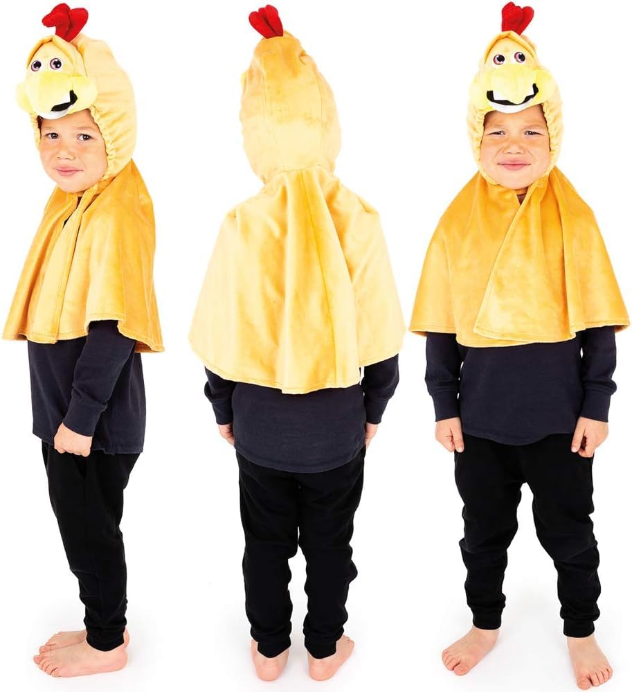 PRETEND TO BEE Chicken Cape Costume for Kids 3-7 Years - Velcro Fastening Hooded Dress Up Cape 3
