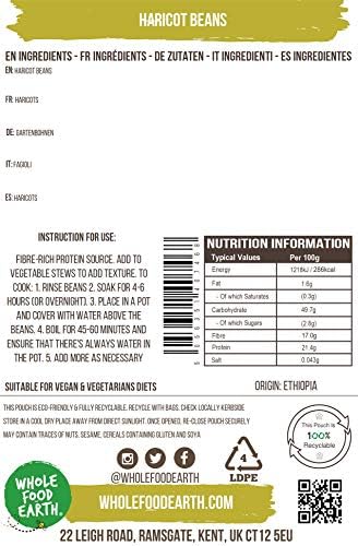 Wholefood Earth Haricot Beans - 1 kg Pack | GMO Free | High Fibre 6
