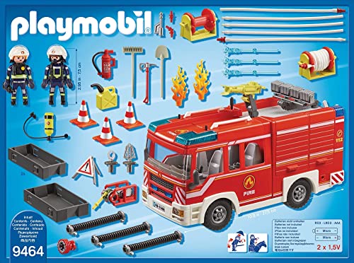 Playmobil 9464 Fire Engine with Working Water Cannon, Light & Sound Effects, Firefighter & Helicopter Playset for Kids 4+ 10