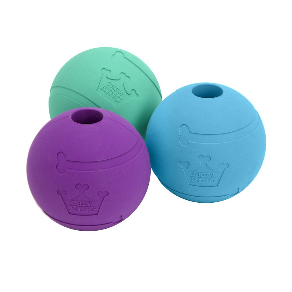 Chew King Extremely Durable Natural Rubber Fetch Balls - 3 Inch, 3 Count
