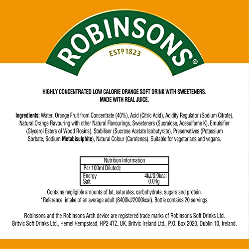 Robinsons Mini No Added Sugar Low Calorie Orange Squash Concentrate - Makes 20 Drinks 6