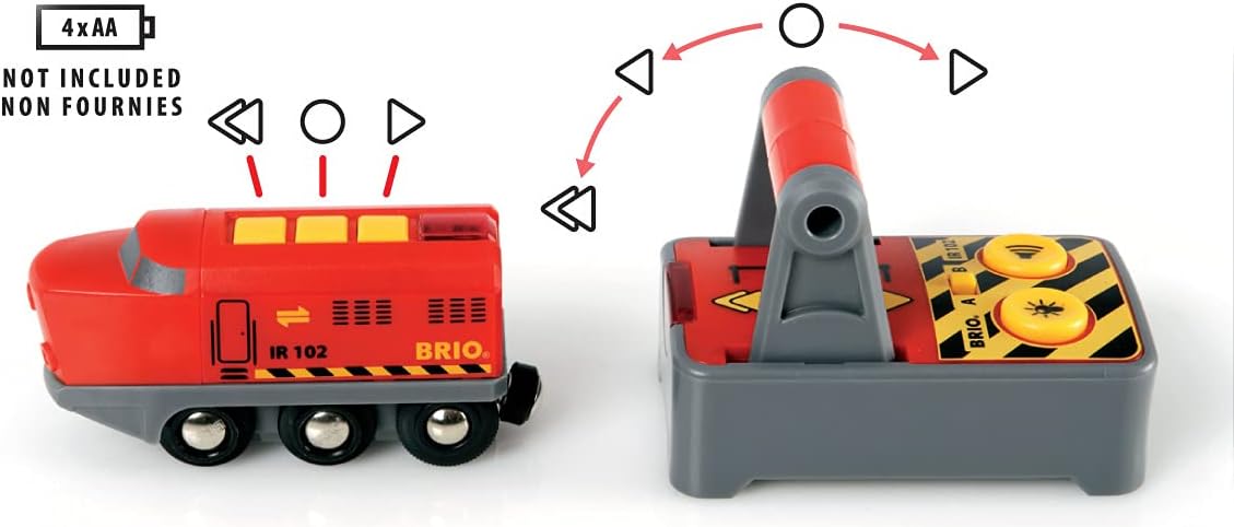 BRIO Remote Control Train Engine for Kids - Red, Model 33213, Compatible with BRIO Railway Sets 3
