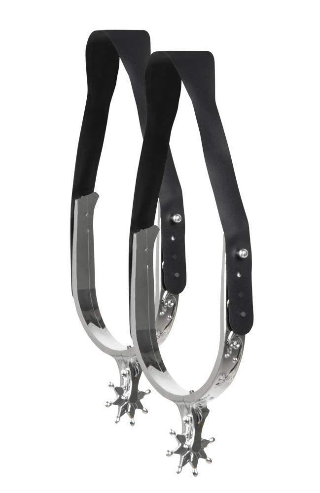 Boland Western Spurs Set - Adjustable Faux Leather Straps | Shiny Metal Look | Plastic Construction