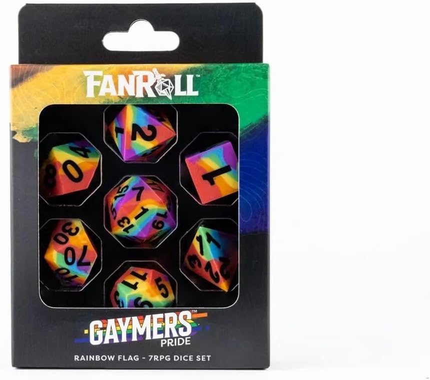 Metallic Dice Games FanRoll Pride Sharp Edge 16 mm Silikonkautschuk Polyeder Würfel Set