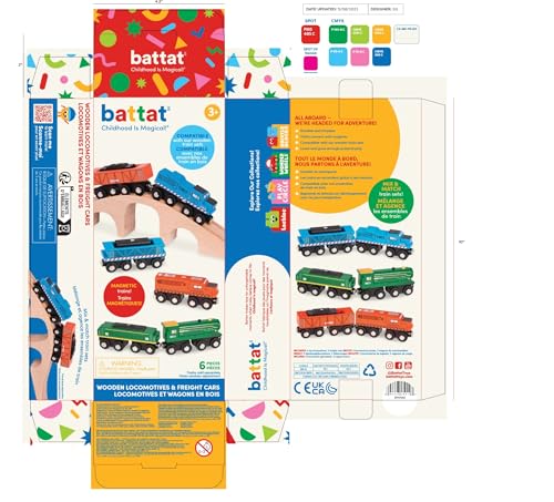 Battat Wooden Magnetic Train Set - 6-Piece Locomotive & Freight Car Playset for Ages 3+ 10