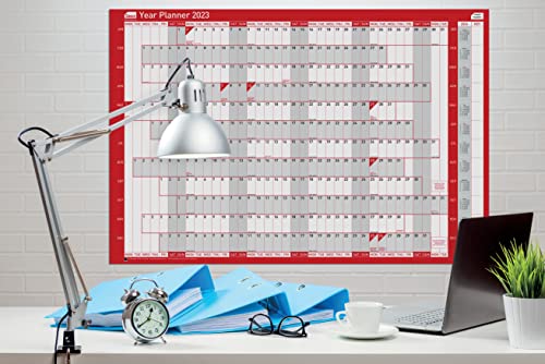 Sasco - 2023 Compact Year Wall Planner Landscape with Wet Wipe Pen & Sticker Pack Wall Calendar