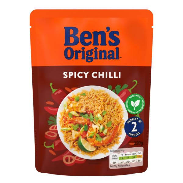 Ben's Original Spicy Chilli Microwave Rice, 6 x 220g Pouches – Vegetarian, No Artificial Additives 8