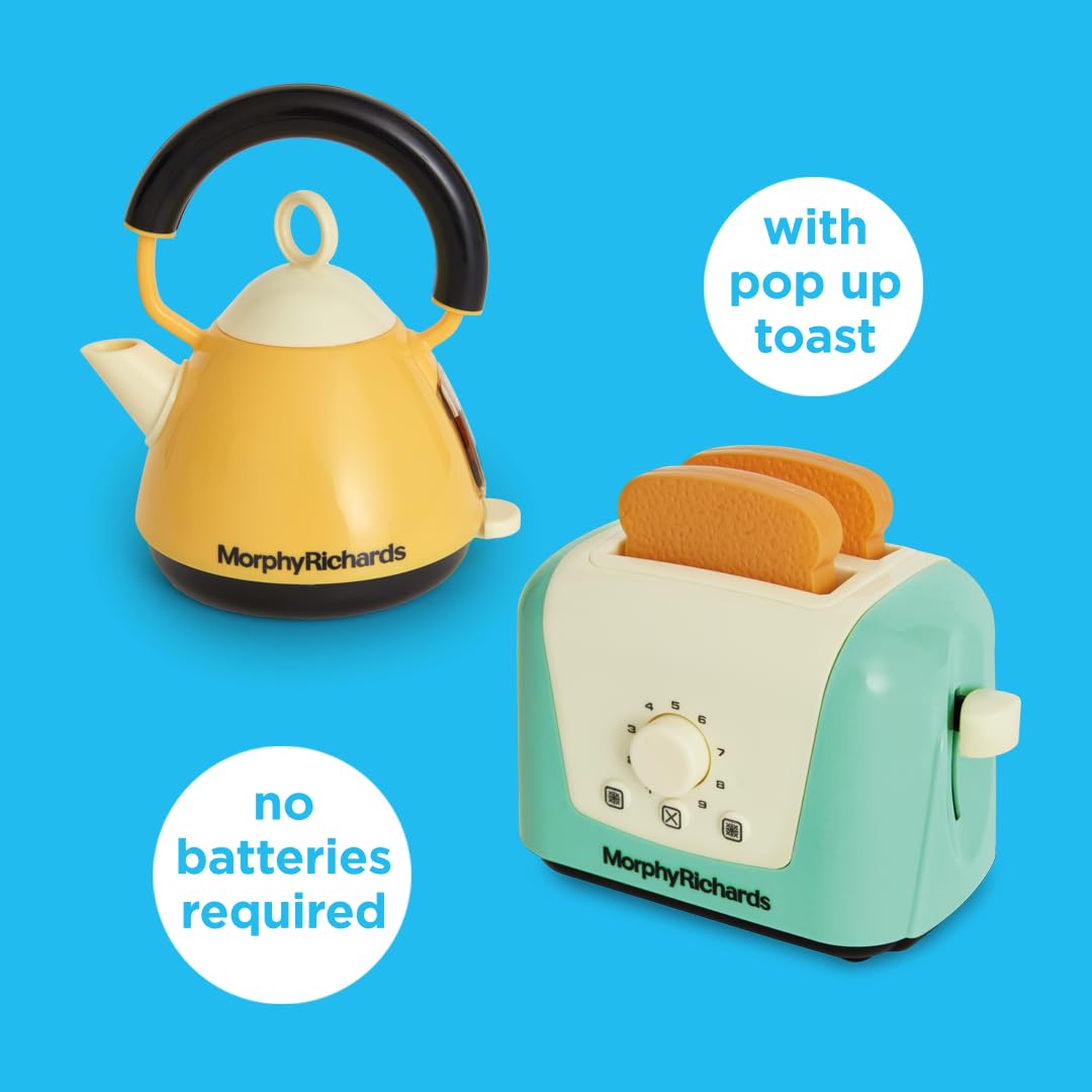 Casdon Morphy Richards Interactive Toy Toaster &amp; Kettle Set - Play Kitchen Appliances for Kids 3+ 4