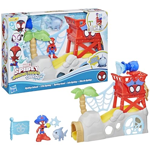 Spidey and His Amazing Friends Water-Webs Spidey Island Playset - Trapdoor Slide & Web Features for Ages 3+ 13