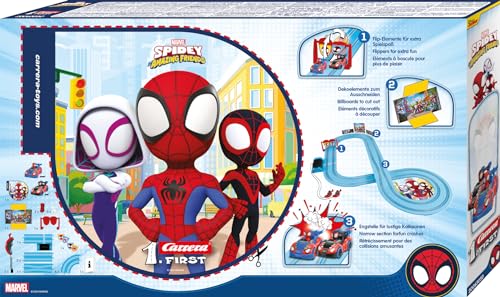 Carrera FIRST Spidey Go Webs Go Slot Car Racing Track - 2.9m Track for Ages 3+ 4