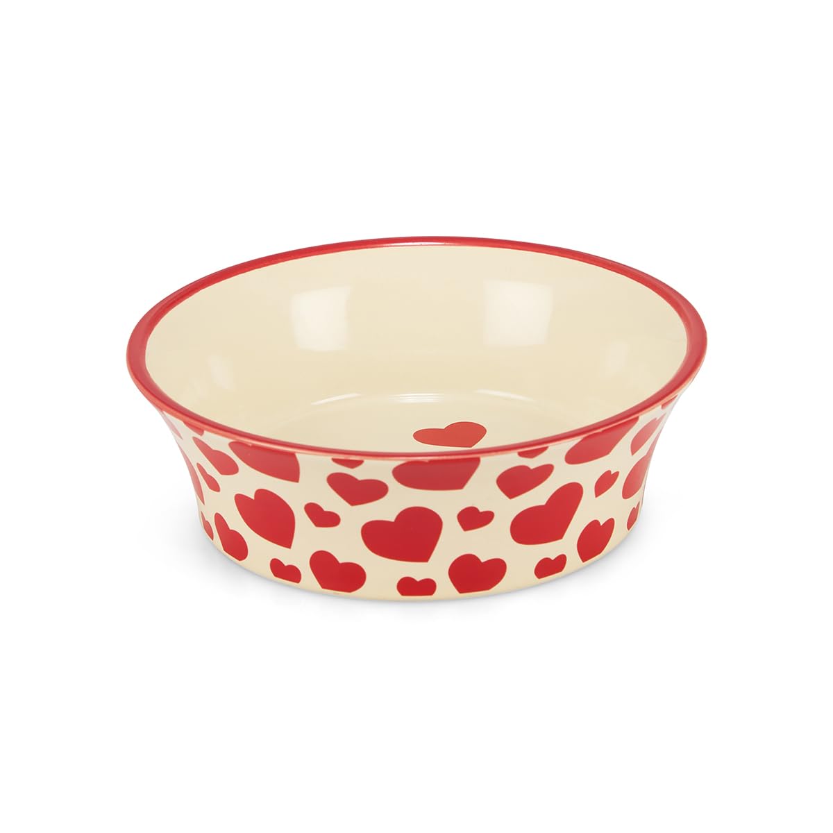 Petface Red Hearts Flared Ceramic Bowl for Cats and Small Dogs | Durable Ceramic | 130x40x130mm 7