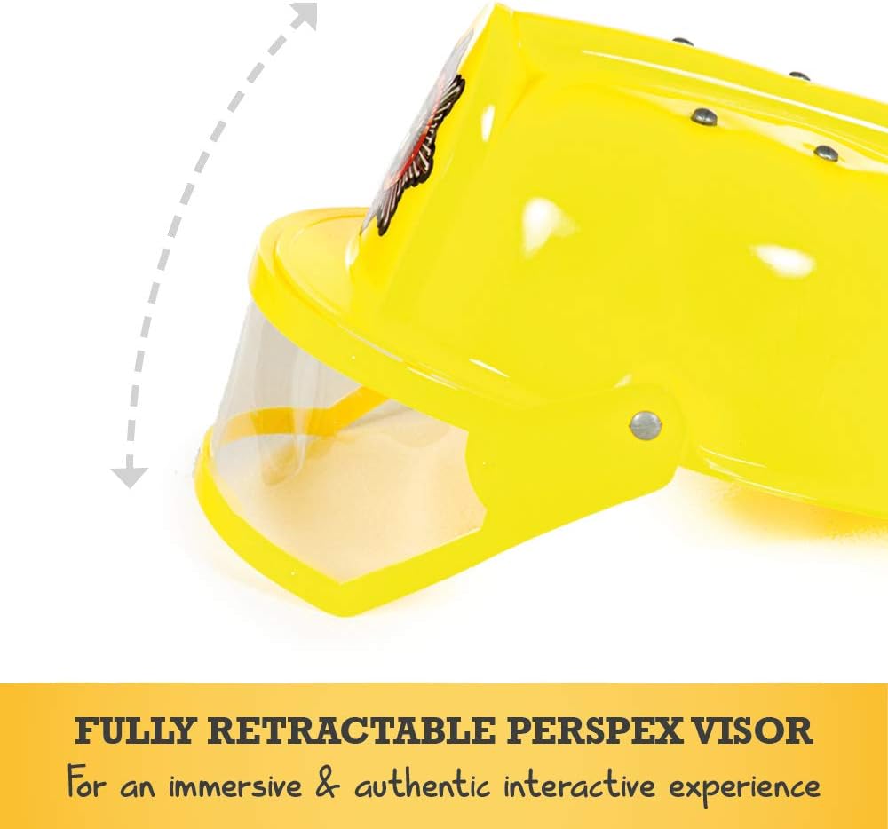 Pretend to Bee Firefighter Helmet with Visor, Kids Fireman Costume Accessory, Yellow Dress Up Helmet for Pretend Play