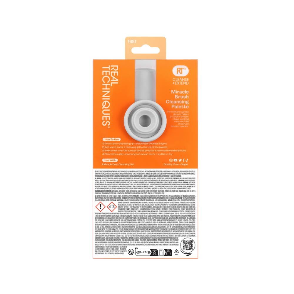 REAL TECHNIQUES Miracle Brush Cleansing Palette - Silicone Ridges, Travel Size, Orange 12