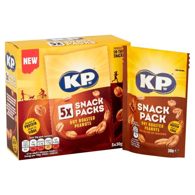 KP Dry Roasted Peanuts Multipack - High in Fibre, Vegetarian Snack