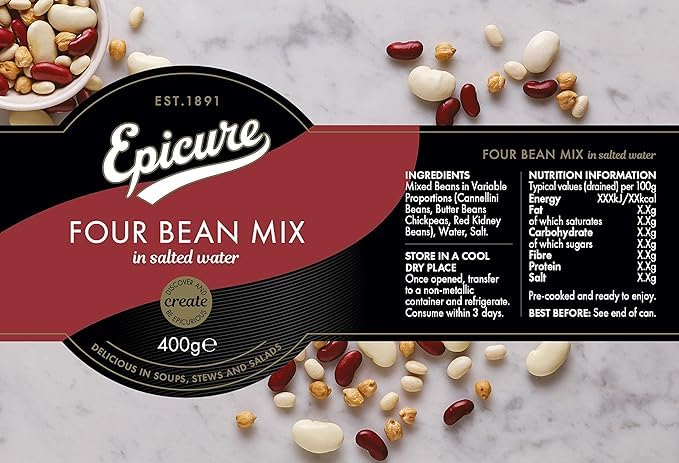Epicure Four Bean Mix - Chickpeas, Cannellini, Butter & Red Kidney Beans | 400g