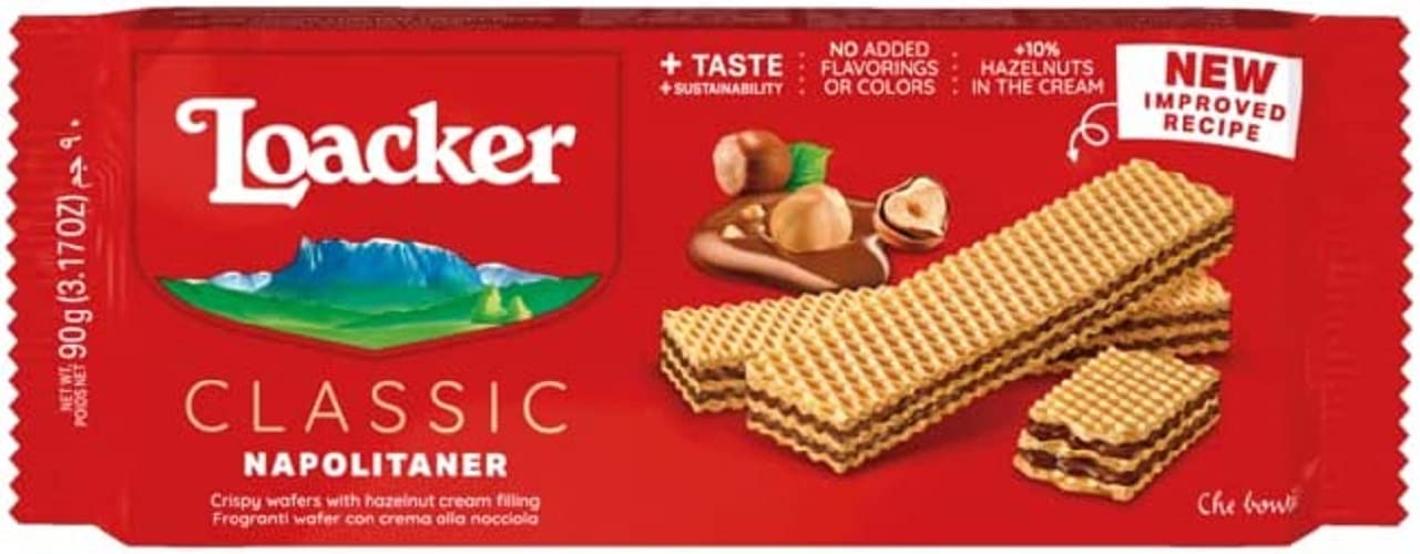 Loacker Classic Napolitaner Hazelnut Wafer Biscuits, 90g