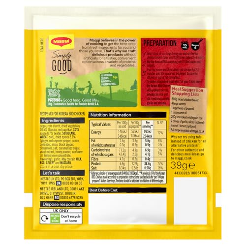 Maggi Pan Perfect Sticky Korean Herbs and Spices Recipe Mix 39g 6