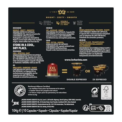 L'OR BARISTA Double Splendente XXL Aluminium Coffee Capsules (50 Pods) Intensity 7 for L'OR BARISTA Machines 8