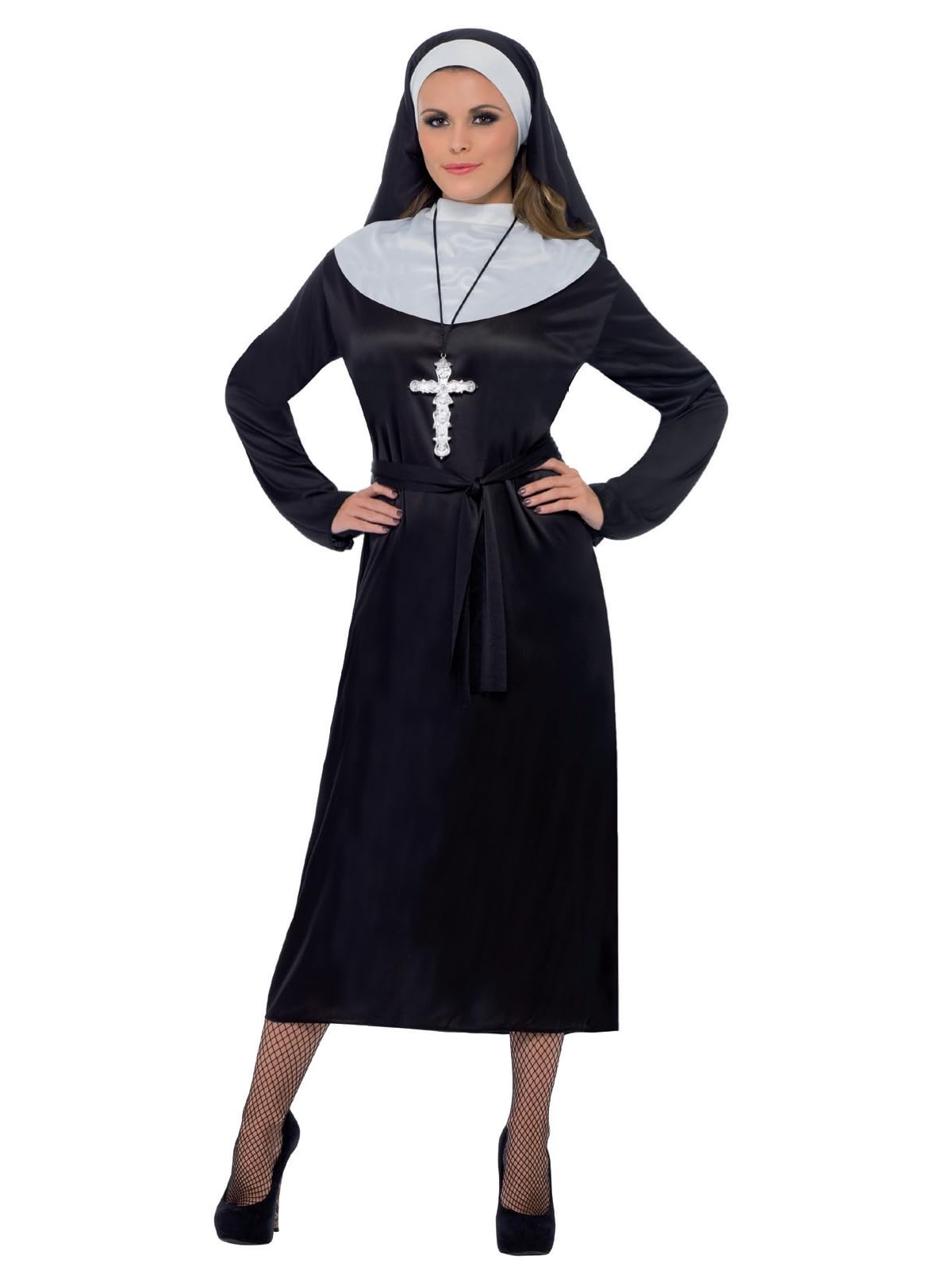Smiffys Nun Costume - Adult Women's Fancy Dress Outfit, Size L (16-18)